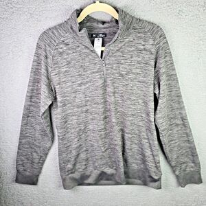 Crane  Track Jacket Womens M Heather Gray Quarter Zip  Ribbed Cuffs Hem